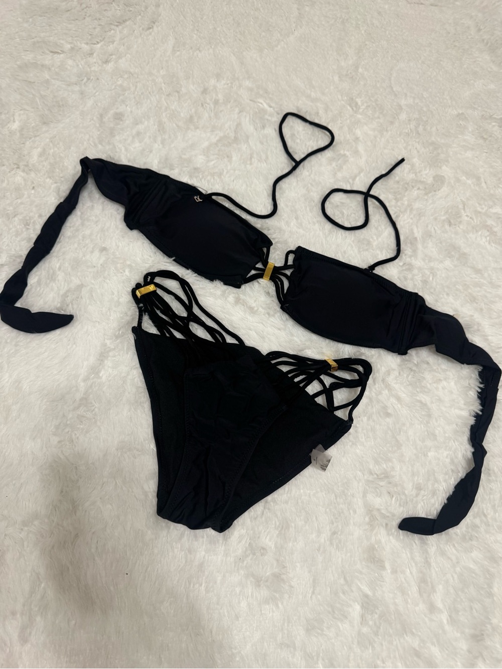 Small black Strappy y2k bikini swimsuit bathing suit festival outfit